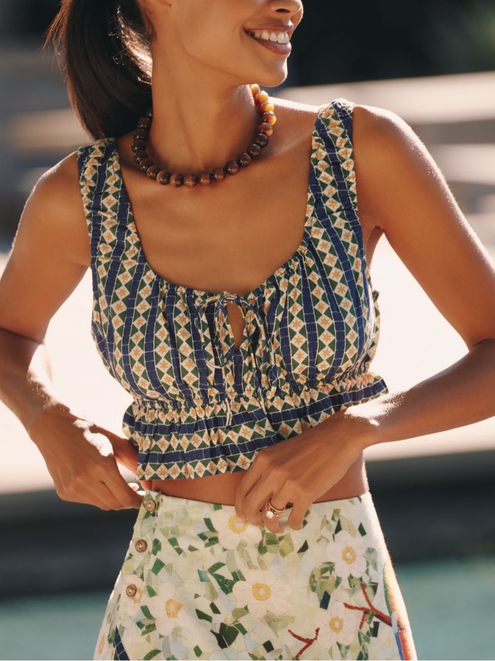 Celandine linen blend crop top